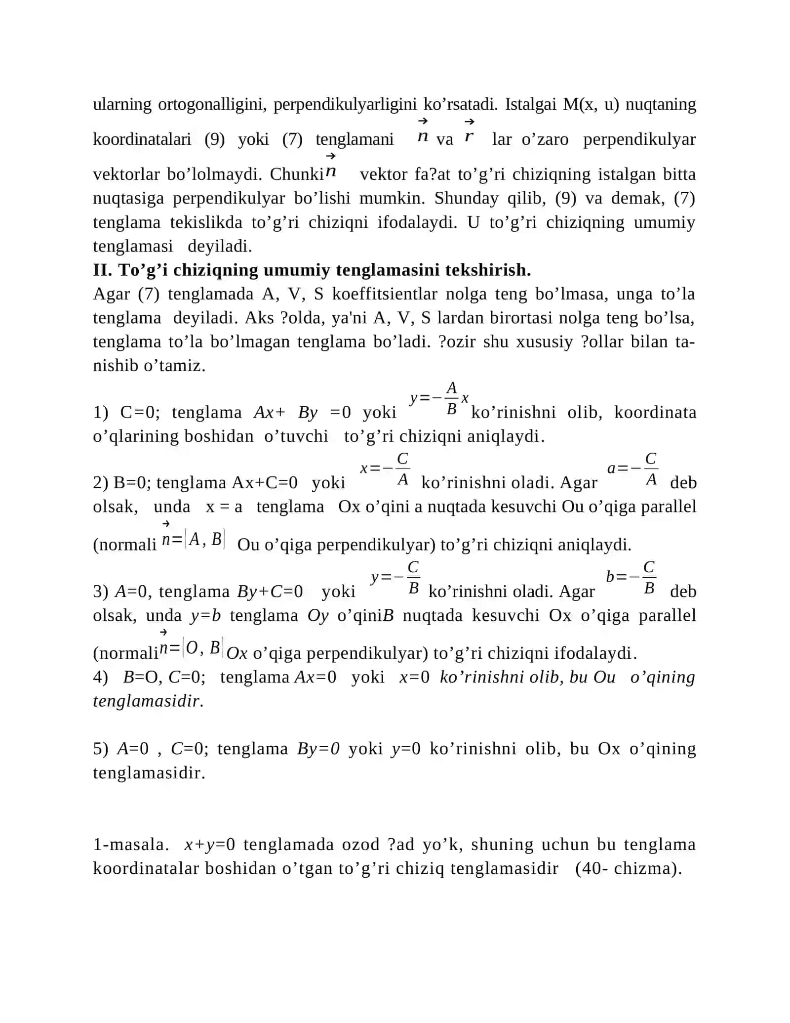 Chiziq va uning tenglamalari 4