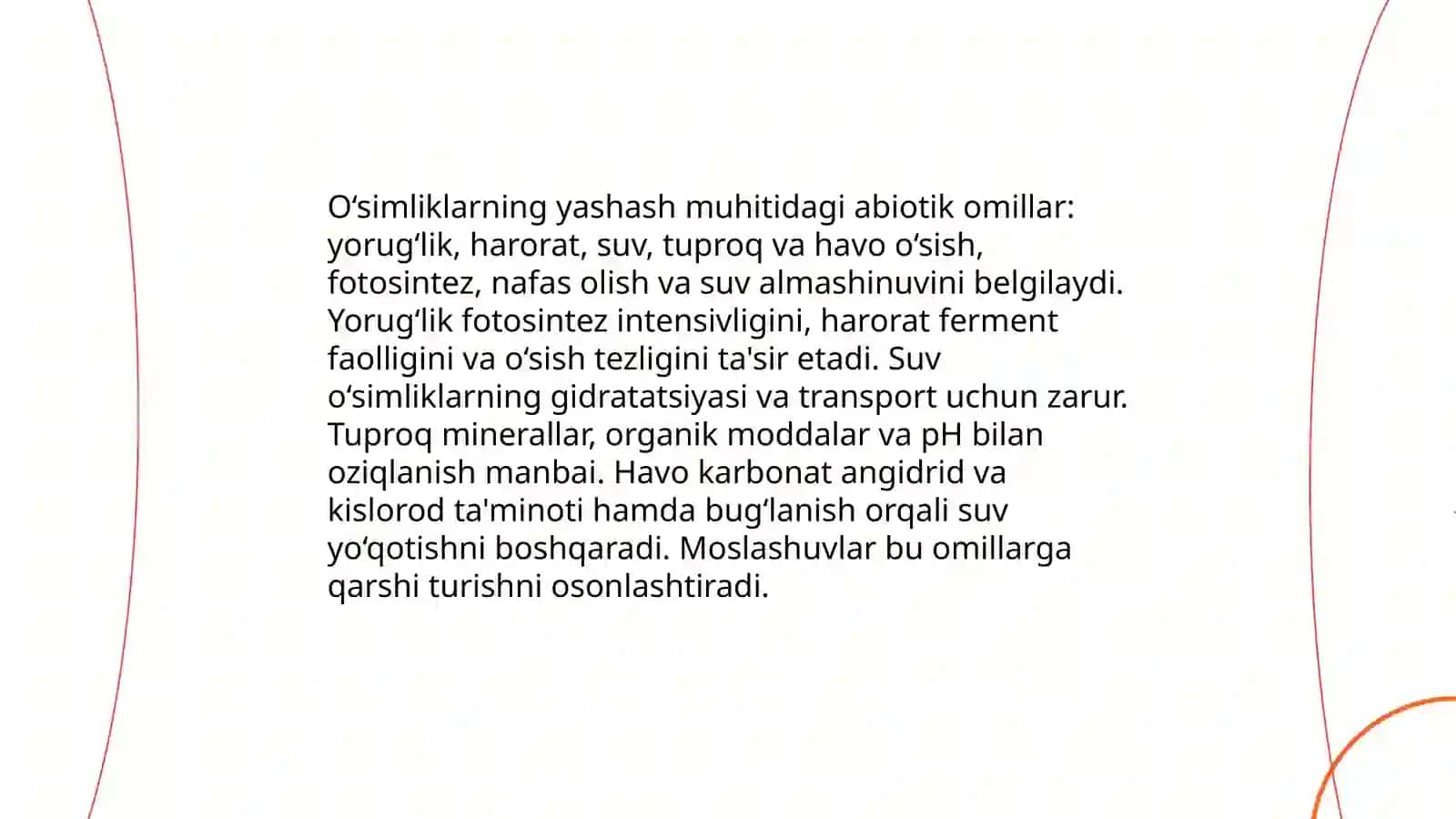 O’simliklarning yashash muhiti. Muhit va moslanish tushunchalari 4