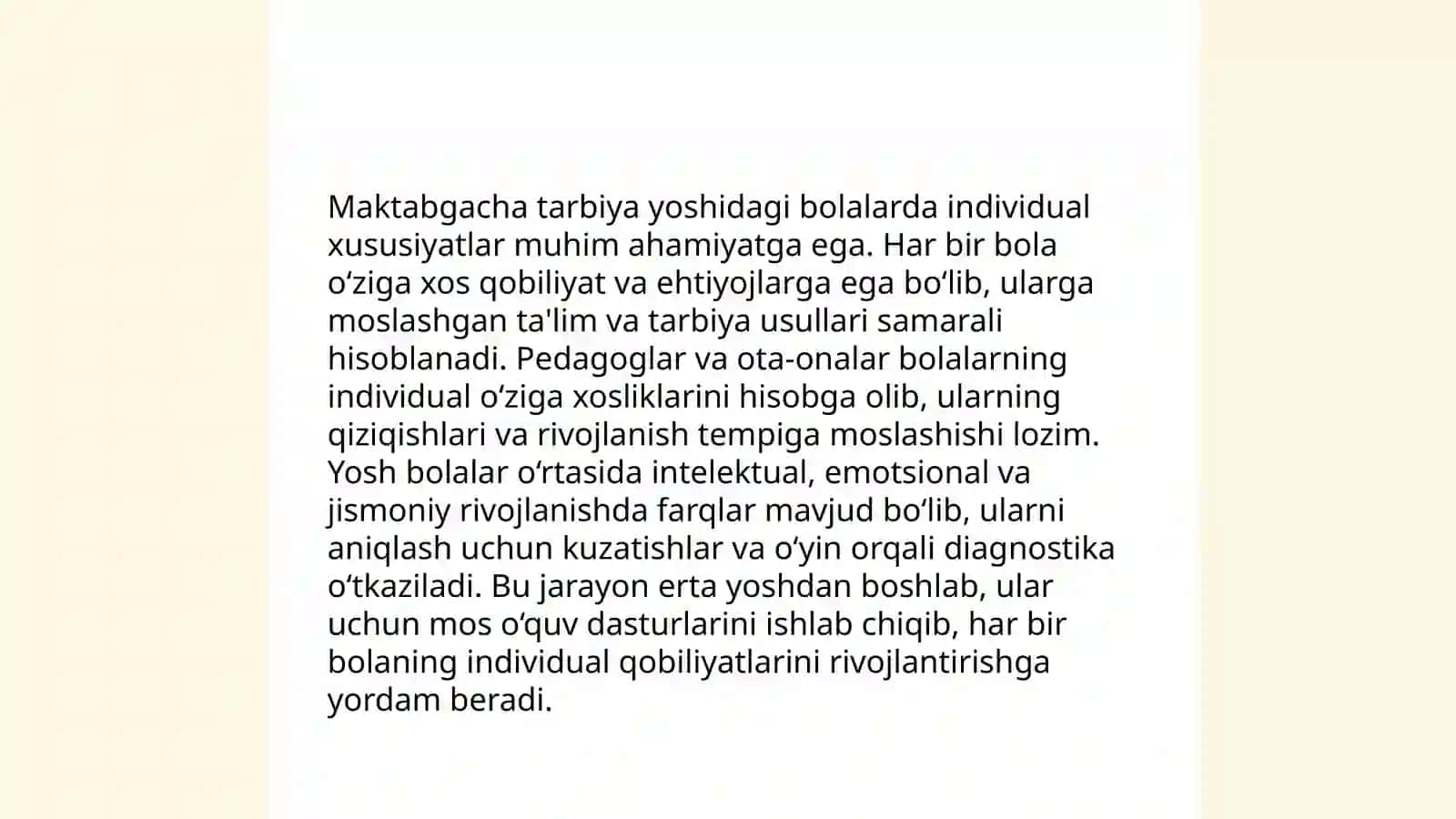 Maktabgacha tarbiya yoshida bolalarning individual xususiyatlari va uning diagnostikasi 4