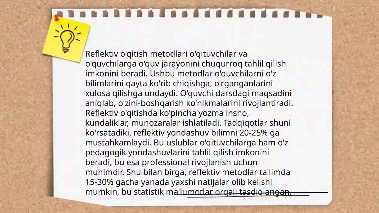 Oʻqituvchining kasbiy pedagogik refleksiya asosida oʻz pedagogik mahorati imkoniyatlarini takomillashtirishi 4