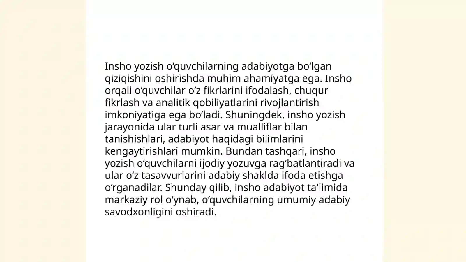 Adabiy ta’limda insho. Sodda va murakkab koʻrinishdagi rejalar 4