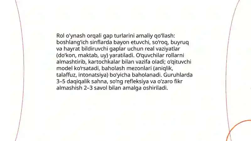 Boshlang‘ich sinflarda "Gap turlari" mavzularini o‘rganishda kreativ metod va usullar 4