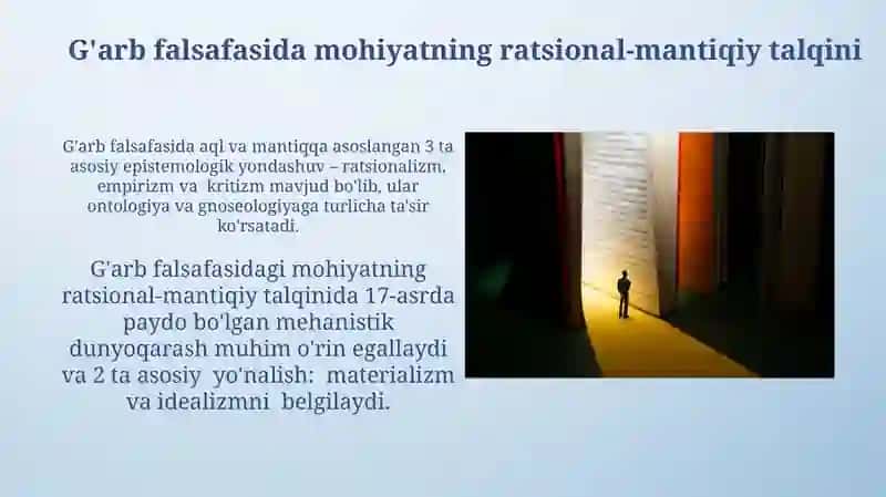 Falsafaning mohiyatiga oid Sharq va Garb mutaffakkirlari ta'riflarini tasniflash 4