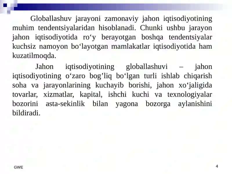 Jahon iqtisodiyoti globallashuvi 4