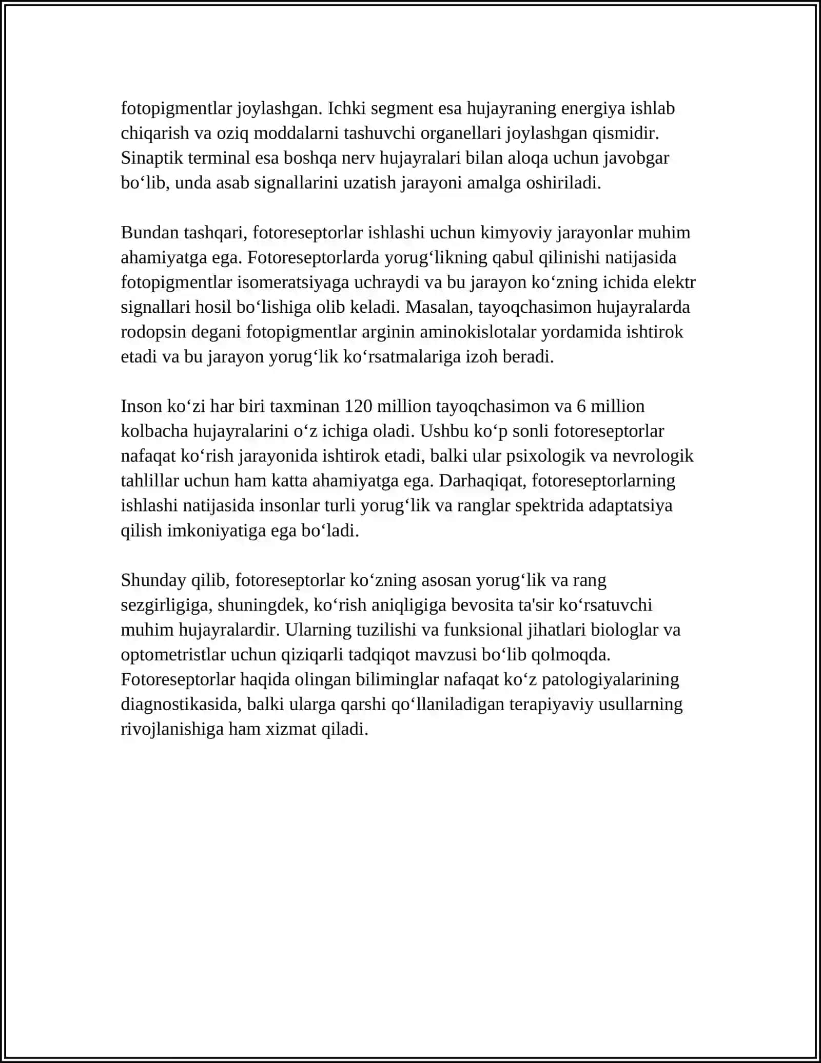 MUSTAQIL ISH Mavzu: FOTORETSEPTSIYANING MORFOLOGIK ASOSLARI 4