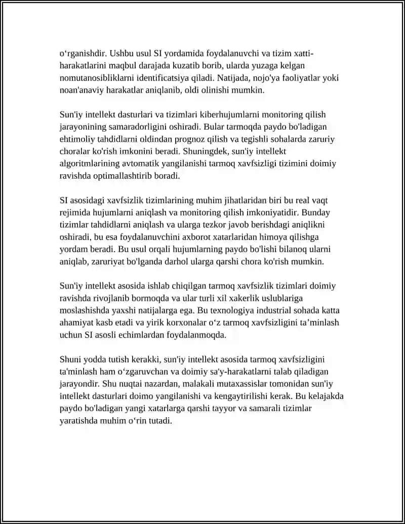 KIBERXAFSIZLIKDA SUNʼIY INTELLEKT QOʻLLANILISHI 4