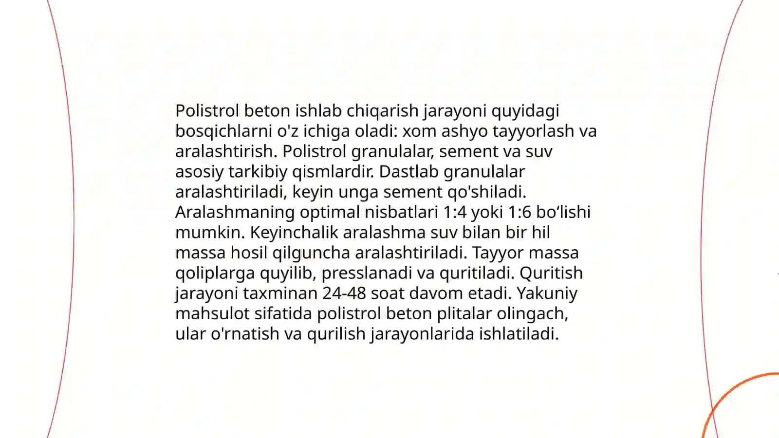 Polistrol beton buyumlari ishlab chiqarish texnologiyasi 4