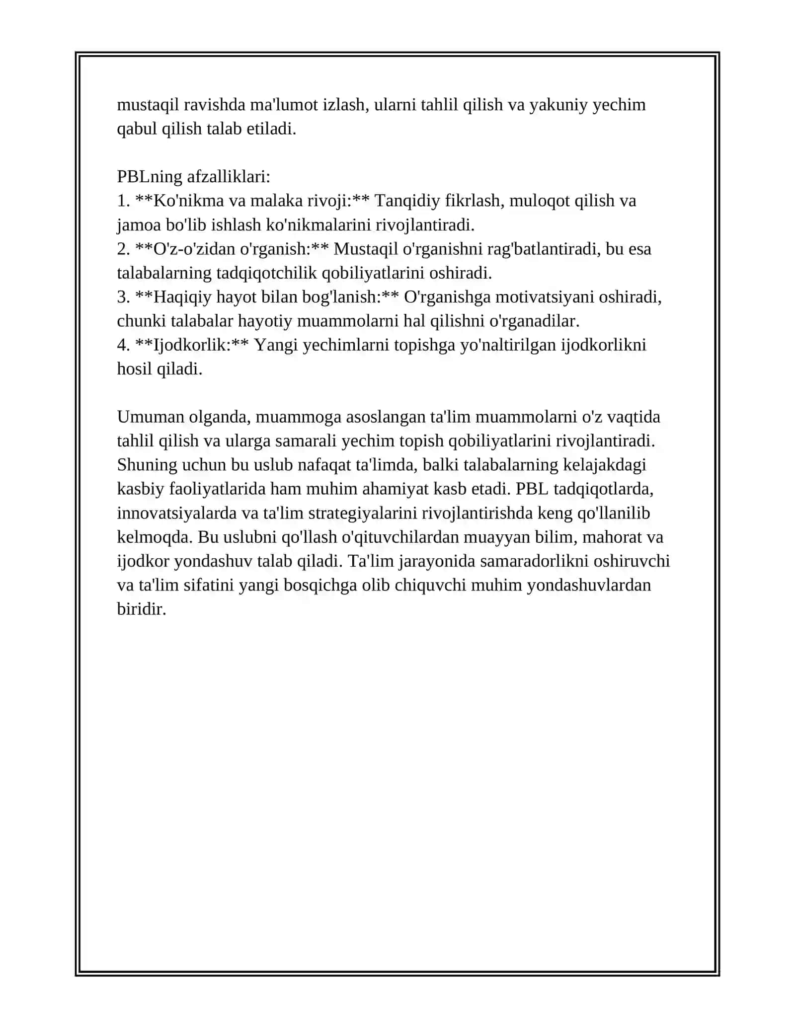 Muammoga asoslangan ta'lim 4