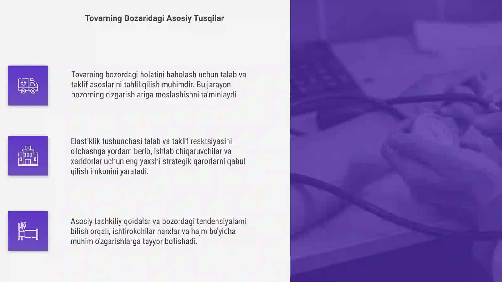 Tovarning bozordagi holatini baholash hamda talab elastikligi 4