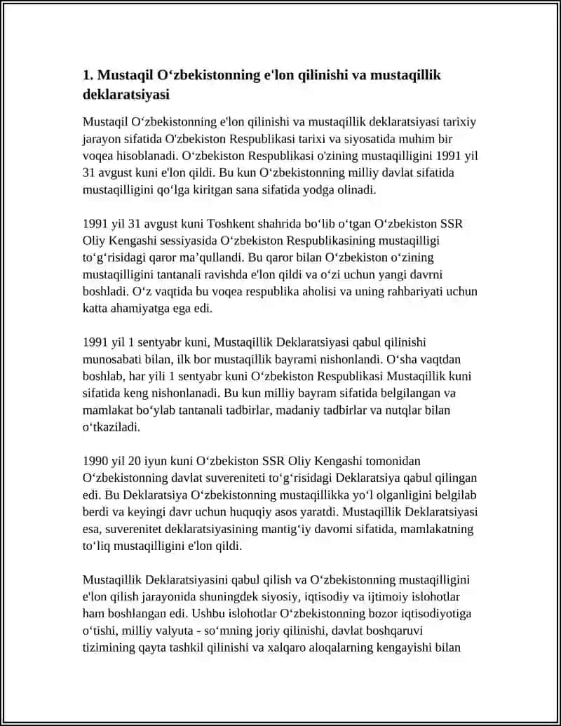MUSTAQIL, OʻZBEKISTON, RESPUBLIKASI,TASHKIL,TOPISHI, UNING, TARIXIY, AHAMIYATI 4