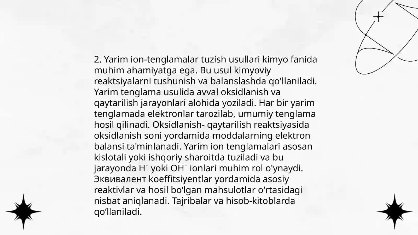 Oksidlanish-qaytarilish reaksiyalarida yarim ion-tenglamalar 4