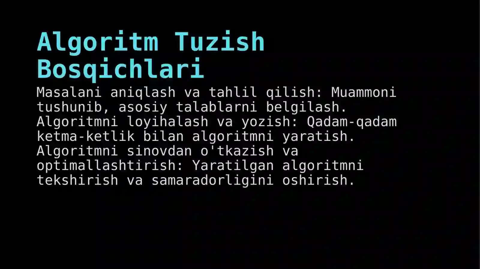 Masalalarni algoritmini tuzish 4