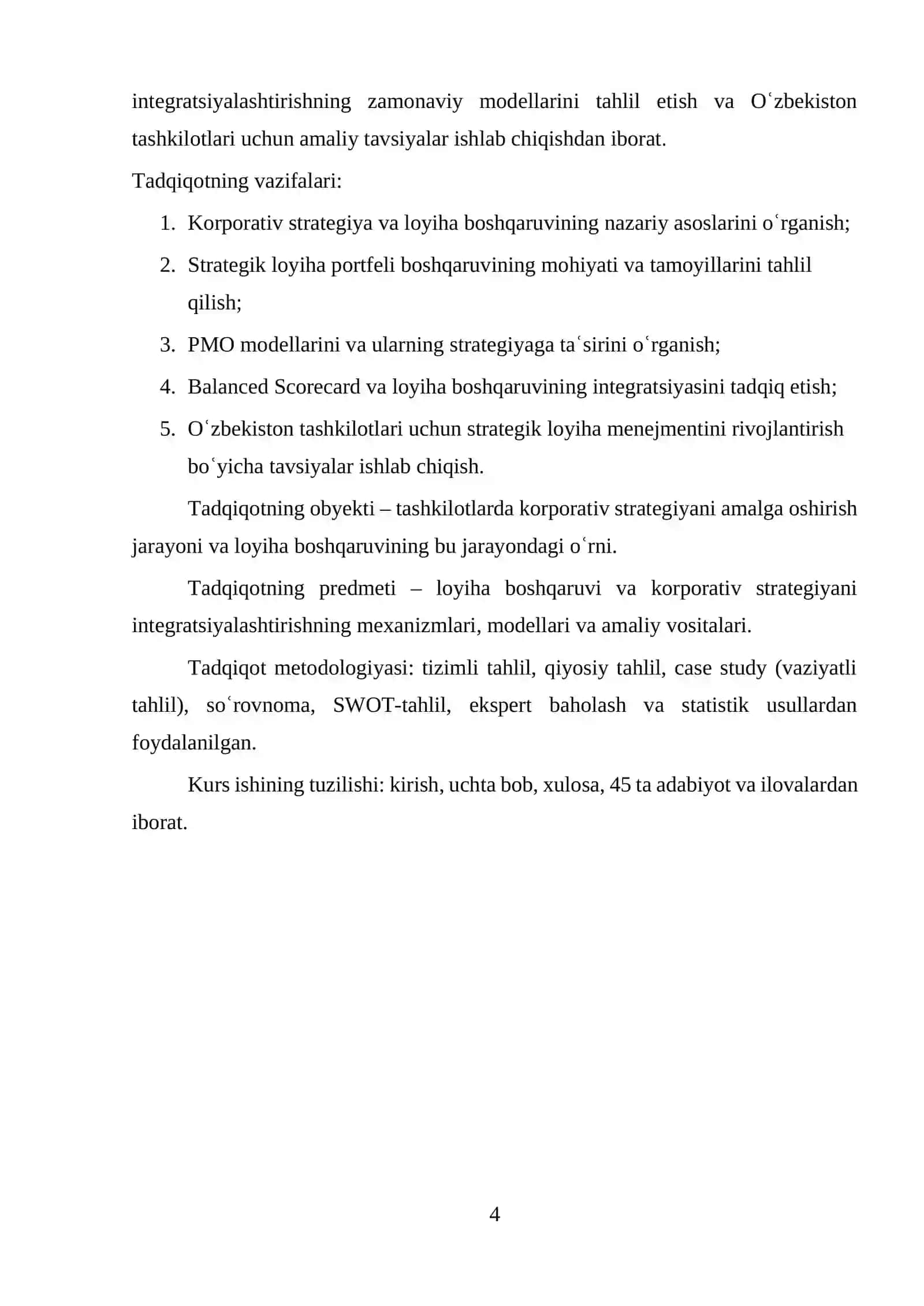 LOYIHA BOSHQARUVI VA KORPORATIV STRATEGIYA 4