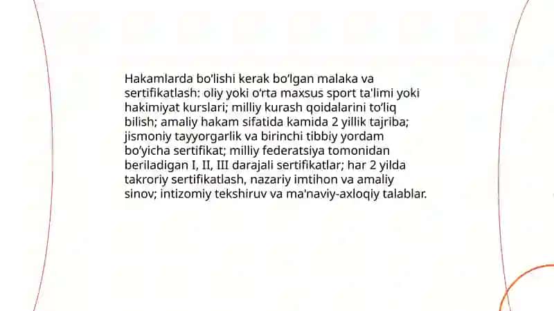 Milliy kurash turlari boʻyicha muhokama oʻtkazish va hakamlik qilish 4