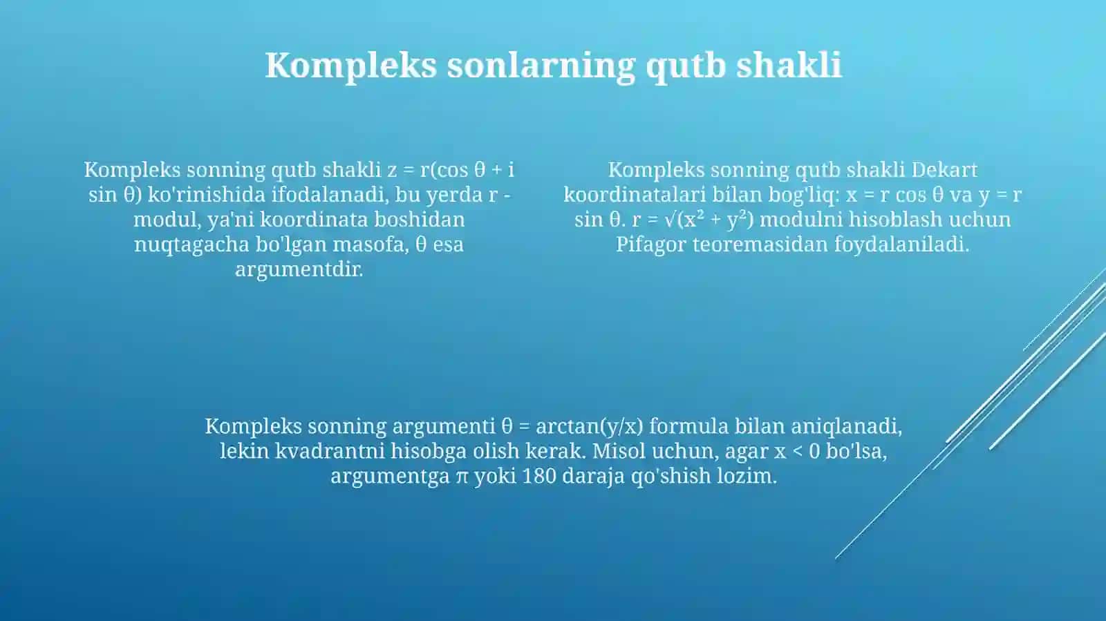 Kompleks sonlarni ko'paytirish va bo'lish 4