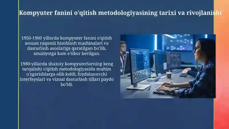 Zamonaviy kompyuterlar boʻlimini oʻqitish metodikasi 4