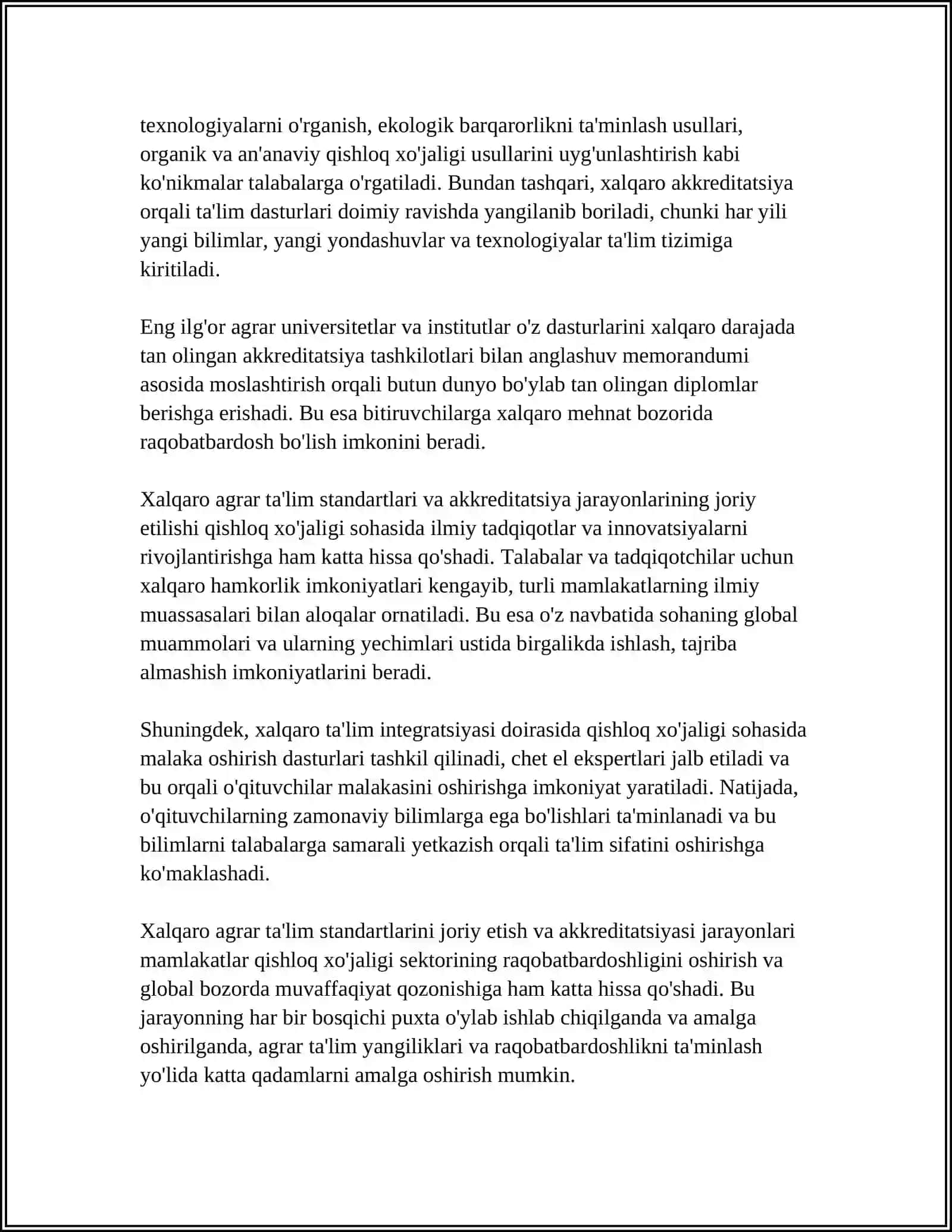 Xalqaro agrar ta'lim standartlarini joriy etish va akkreditatsiya 4