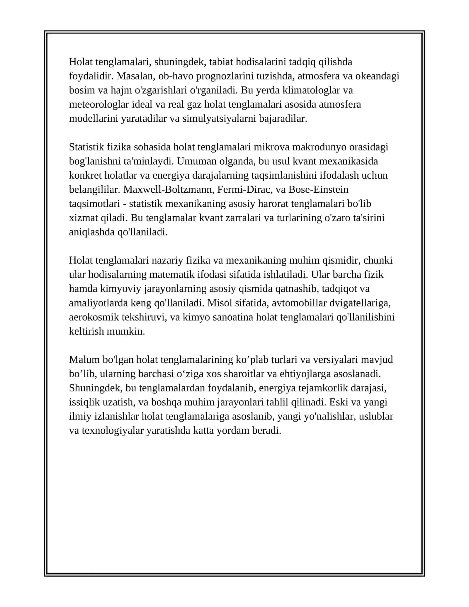HOLAT TENGLAMALARI ASOSIDA TIZIM TAVSIFI 4