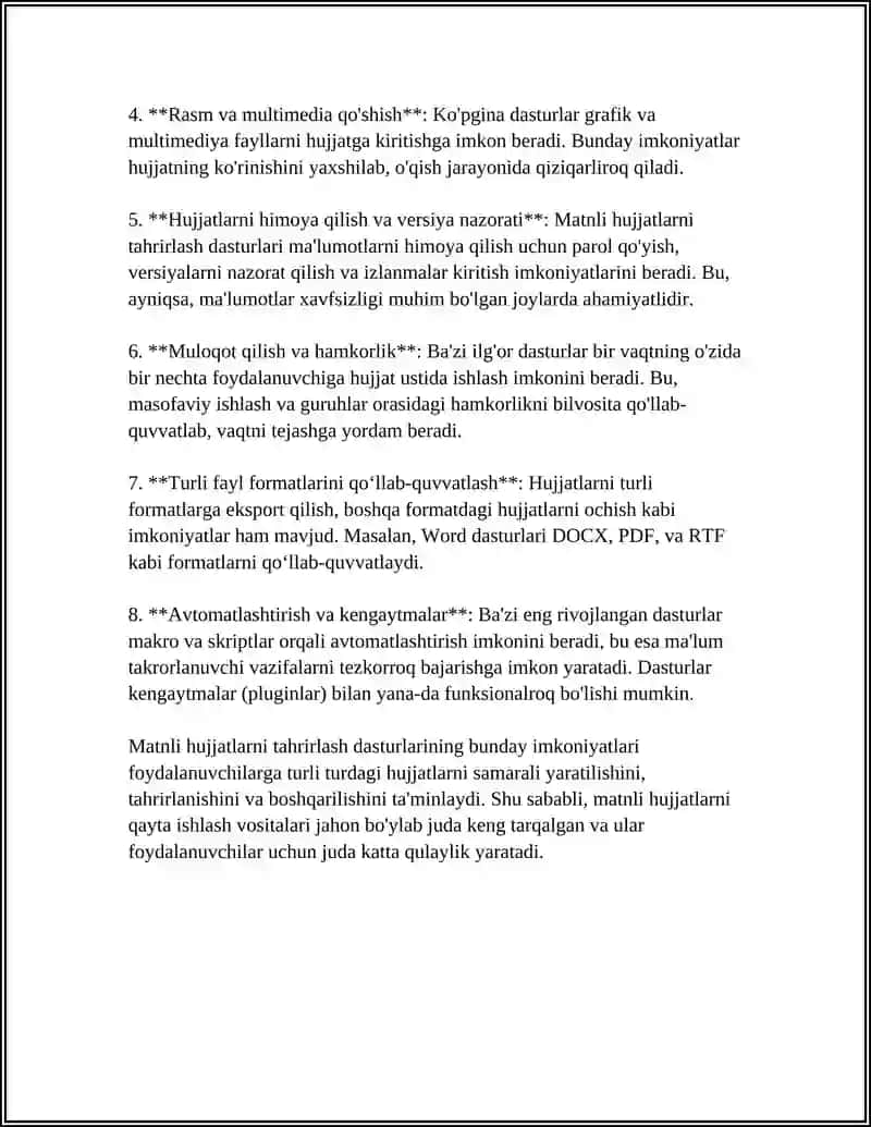 MATNLI HUJJATLARNI QAYTA ISHLASH VOSITALARI 4