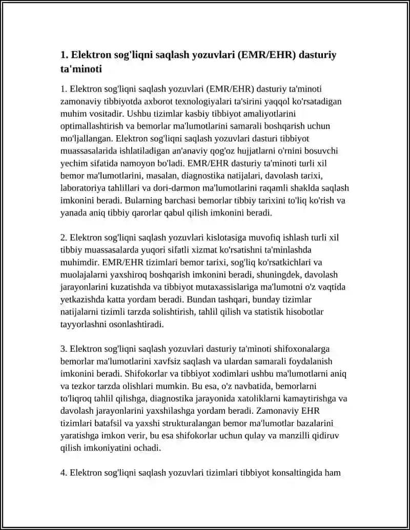 Tibbiyot masalalarini yechishda axborot texnologiyalar dasturiy ta'minoti 4