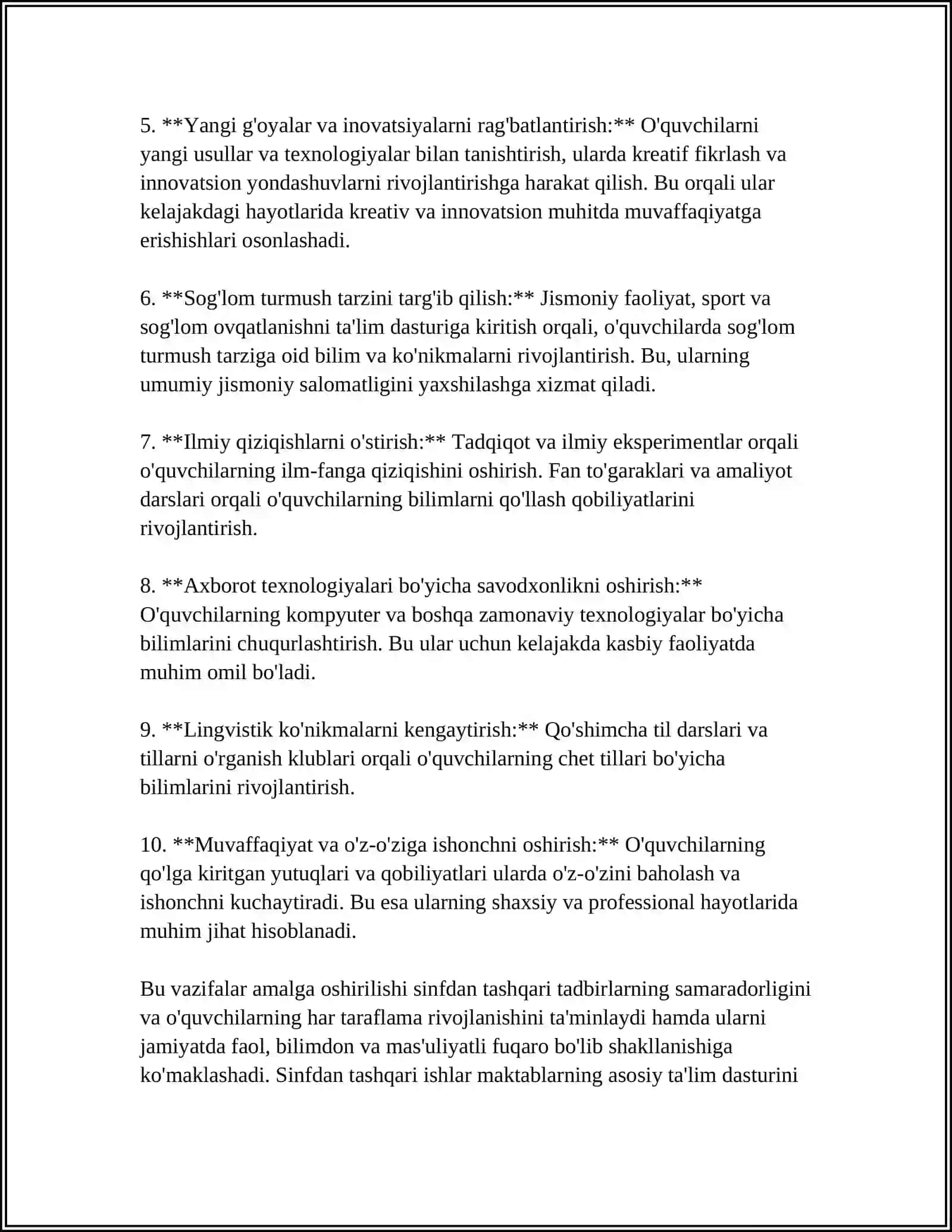 SINFDAN TASHQARI ISHLAR 4