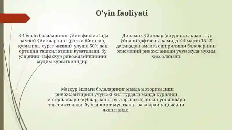 3 - 4 yoshlibo'laning rivojlanish sohalarini bo'lishayotgan yutuqlari 4