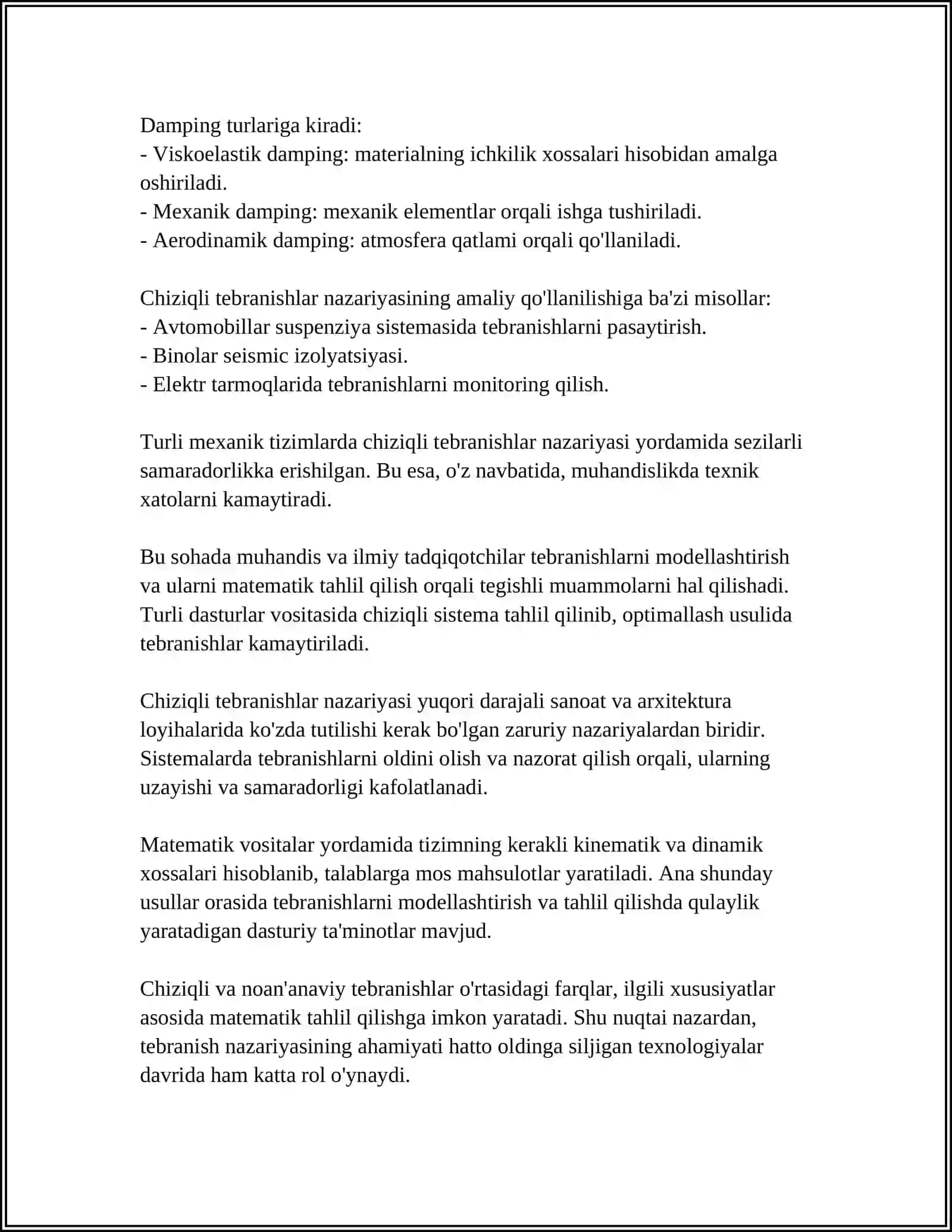 MEXANIK TEBRANISHLARNING DIFFERENSIAL TENGLAMALARI 4