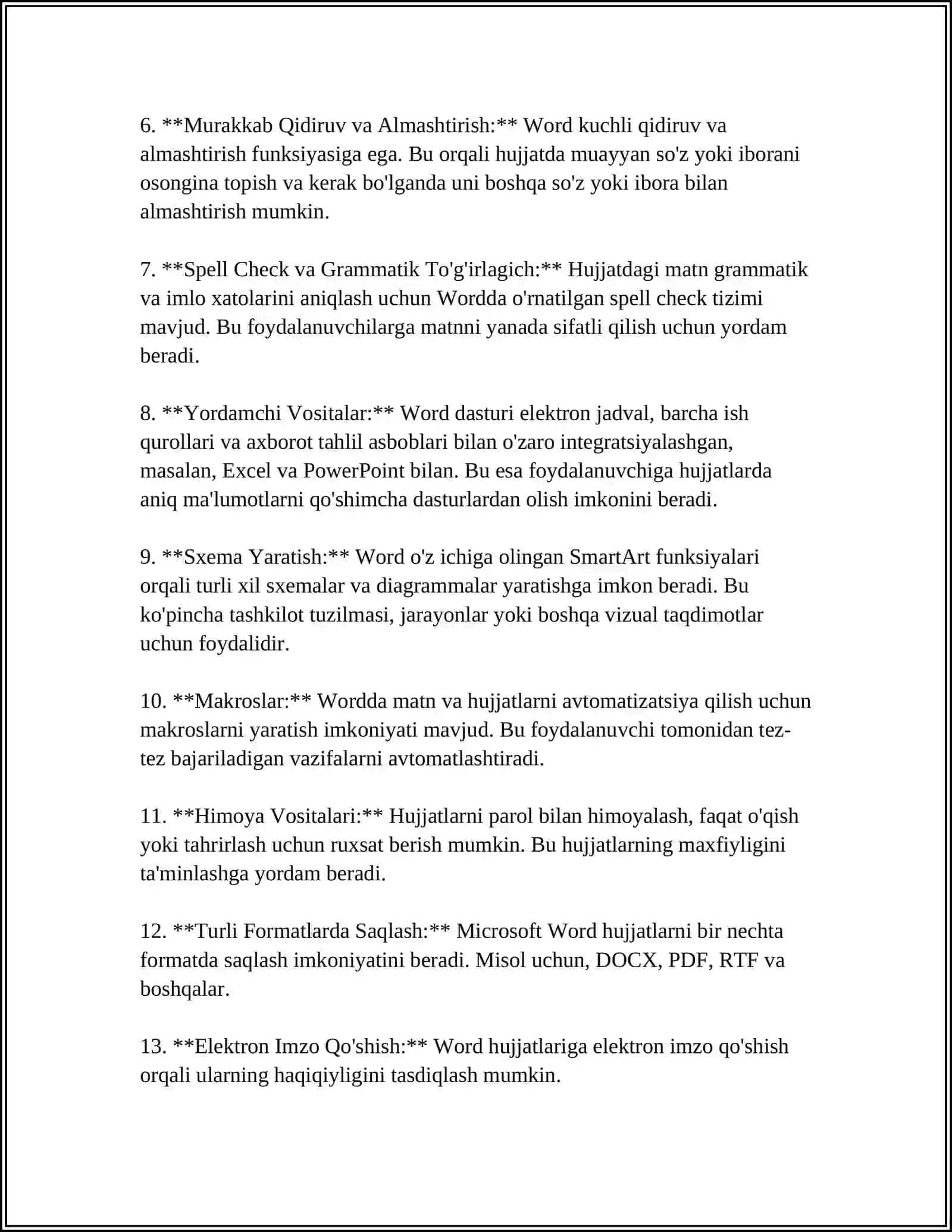 MICROSOFT WORD TIBBIYOTDA ISH OʻRINLARINI AVTOMATLASHTIRISH UCHUN AXBOROTNI QAYTA ISHLASH TEXNOLOGIYASI.MICROSOFT WORD MATN MUHARRIRIDAN FOYDALANISH 4