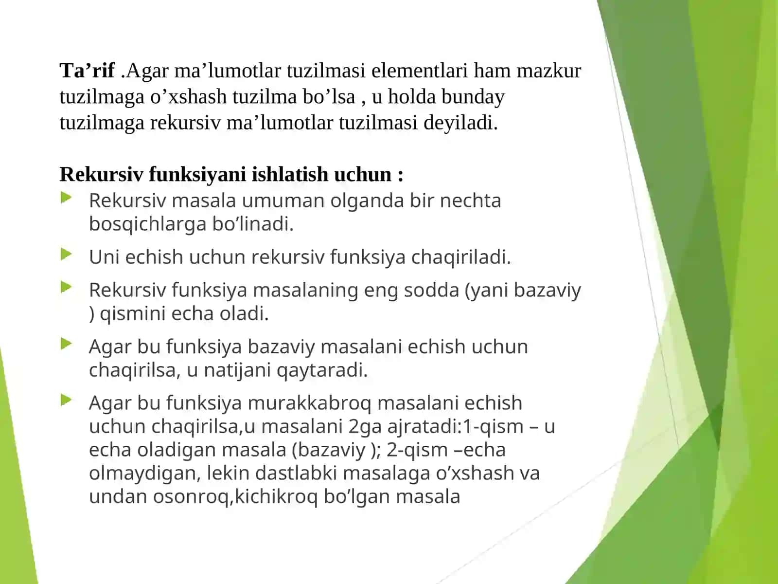 Rekursiya va ularni dasturlashda ishlatish 4
