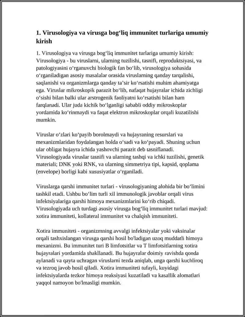 SOHA VIRUSOLOGIYASI. VIRUSGA BOG‘LIQ IMMUNITET TURLARI 4