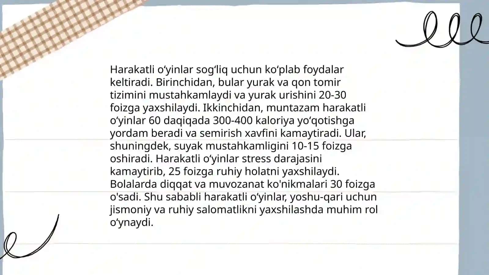 Estafetali harakatli oʻyinlarini oʻtkazish 4