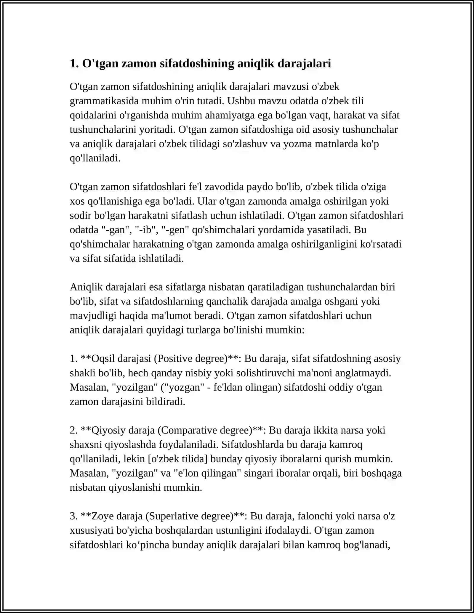 ANATOMIK VA GISTOLOGIK NOMENKLATURALARIDA QO`LLANILADIGAN O`TGAN ZAMON SIFATDOSHINING ANIQLIK NISBATI 4