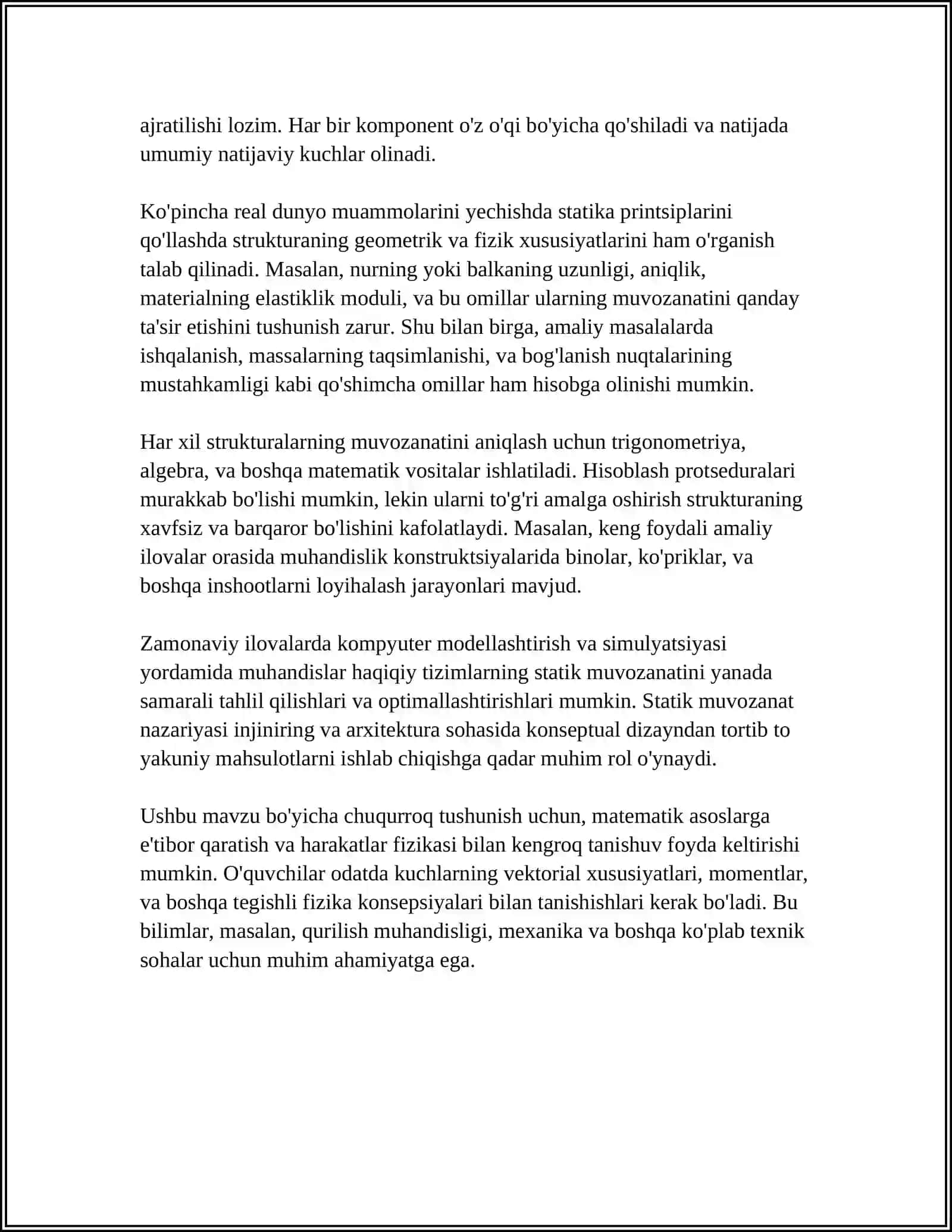 TEKISLIKDA JOYLASHGAN KUCHLAR TIZIMINING MUVOZANATI 4