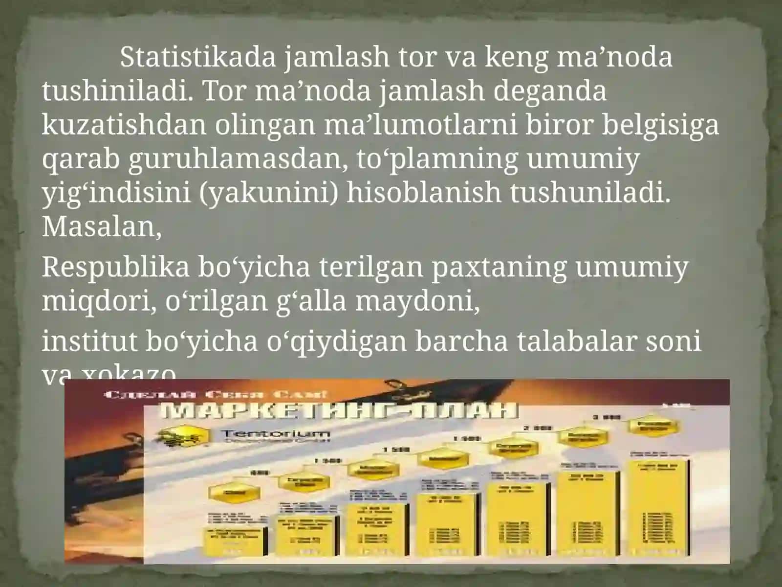 Statistik ma'lumotlarni jamlash va guruhlash 4