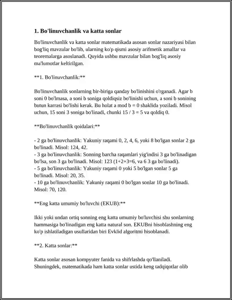 MATEMATIK ALGORITMLAR: DIVISIBILITY & LARGE NUMBERS,PRIME NUMBERS & PRIMALITY TESTS PRIME FAKTORIZATION & DIVISORS, MODULAR ARITHMETIC,CATALAN NUMBERS, NCR COMPUTATIONS, SET THEORY,SIEVE ALGORITHMS EULER TOTIENT FUNCTION, CHINESE REMAINDER THEOREM 4