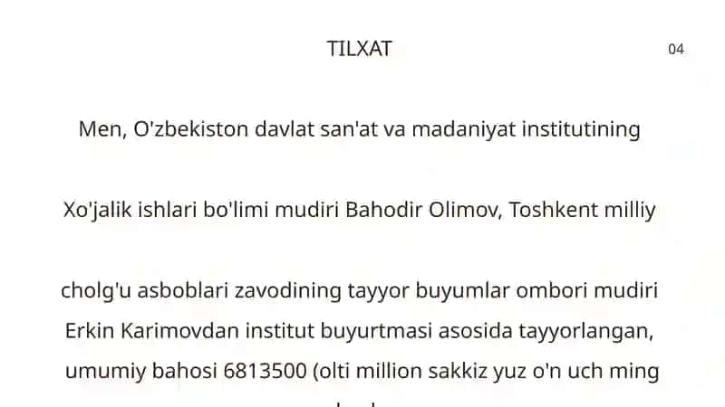 Maʼlumot-axborot hujjatlari. Tilxat va Tushuntirish xati 4