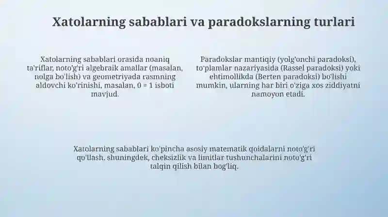 Matematik sofizmlar.Matematik paradokslar 4