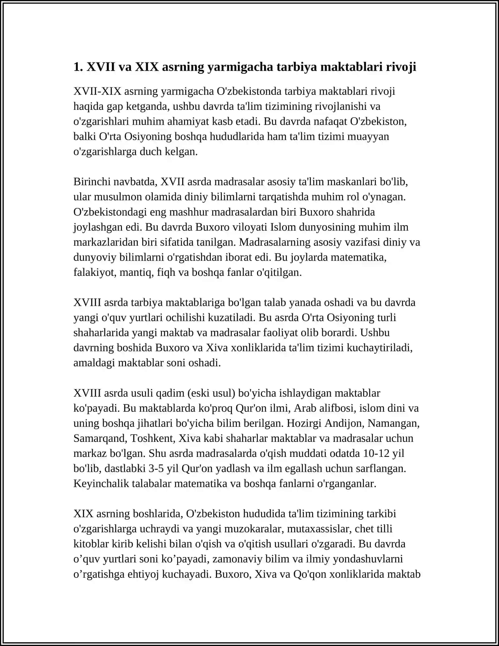 XVII ASRDAN XIX ASRNING YARMIGACHA TARBIYA MAKTAB VA PEDAGOGIK FIKRLAR RIVOJI 4