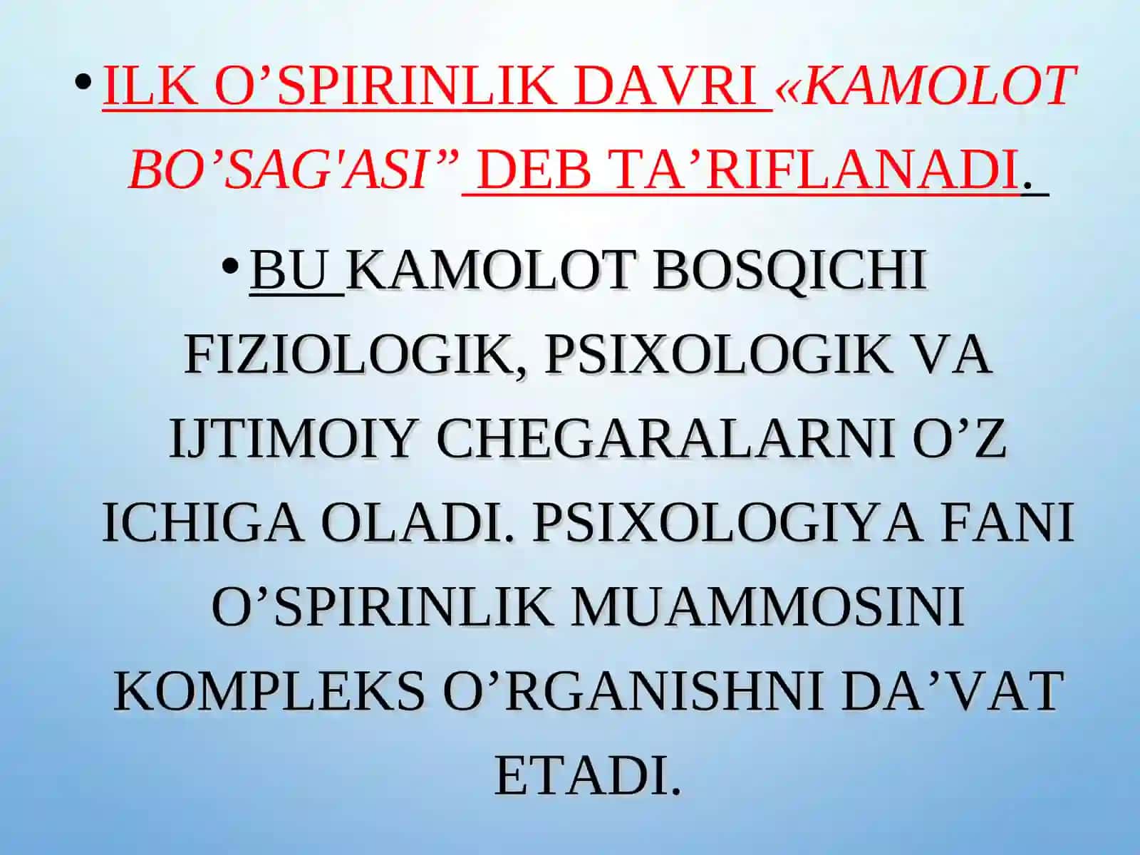 O’SPIRINLIK DAVRI 4