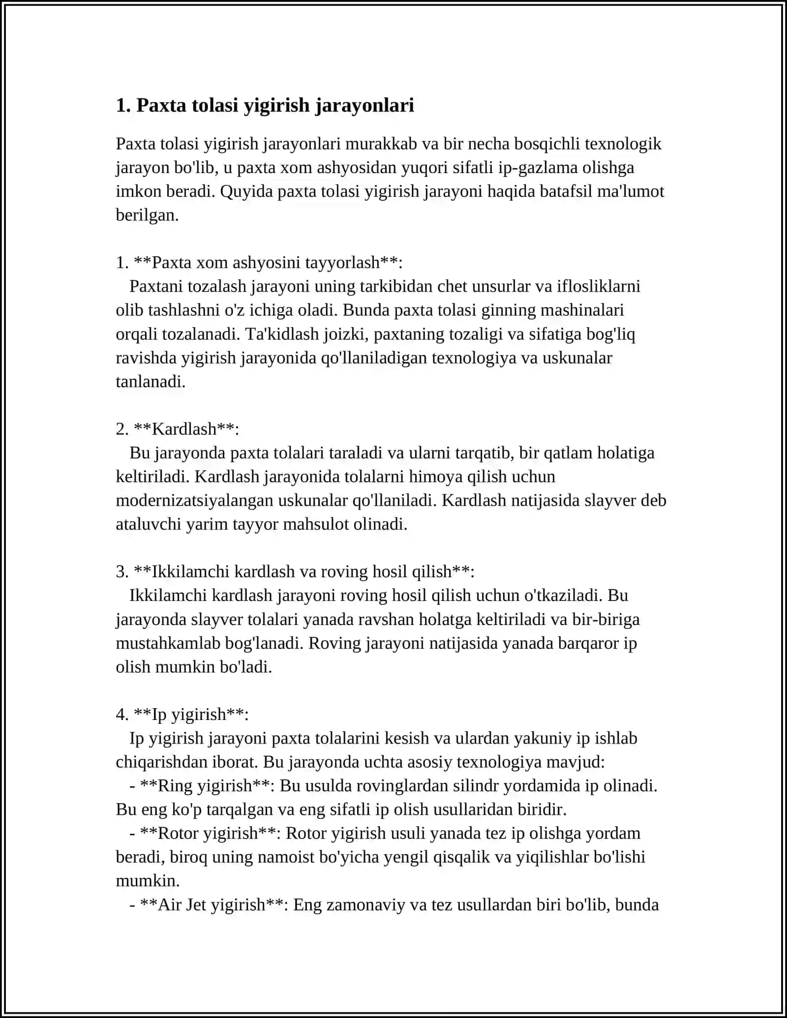 PAXTA TOLASINI YIGIRISH TEXNOLOGIYALARI 4