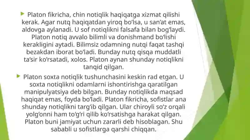 Platonning notiqlik san'ati haqidagi qarashlari 4