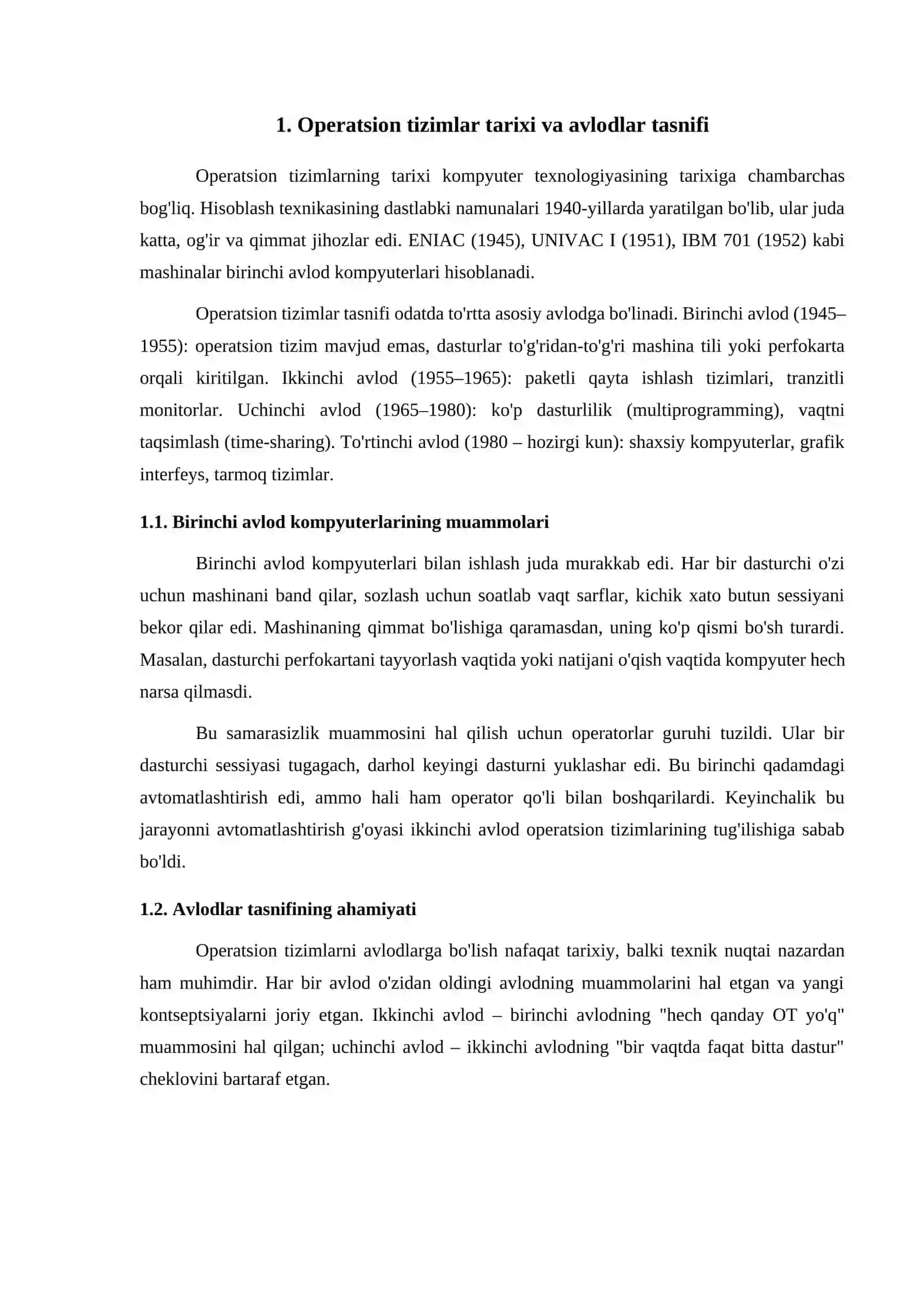 Ikkinchi avlod operatsion tizimlarining xususiyatlari 4