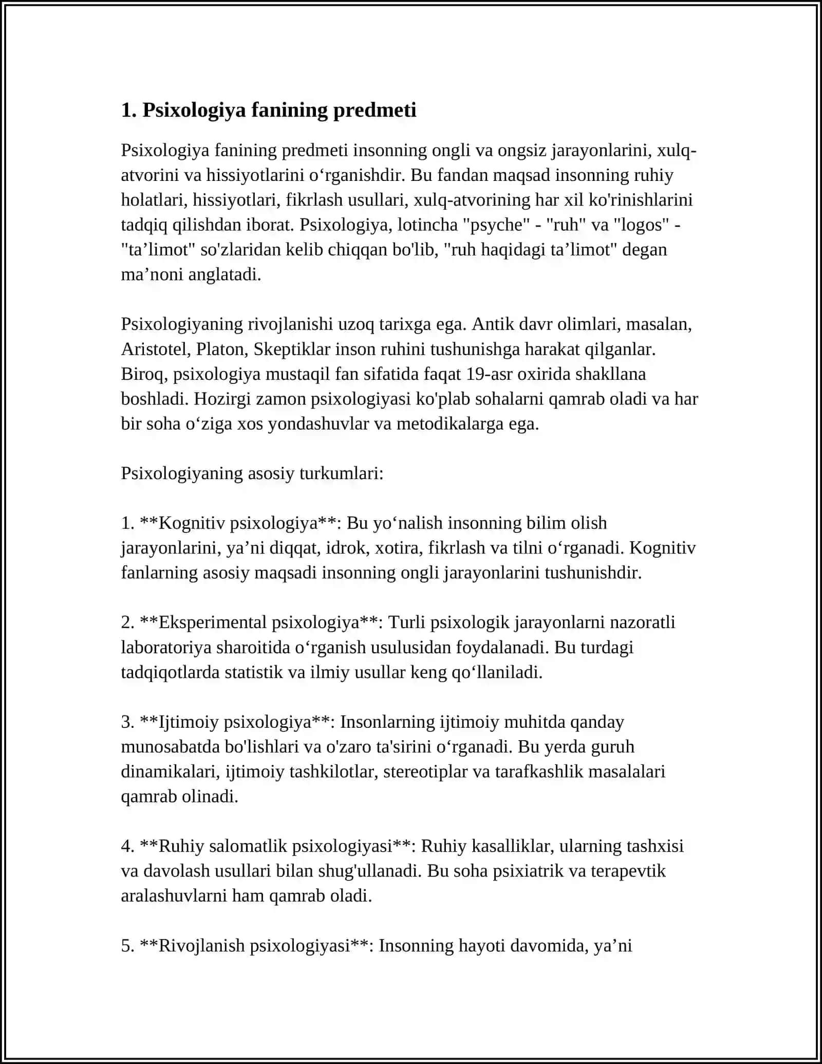 PSIXOLOGIYA FANINING PREDMETI VA RIVOJLANISH TARIXI 4
