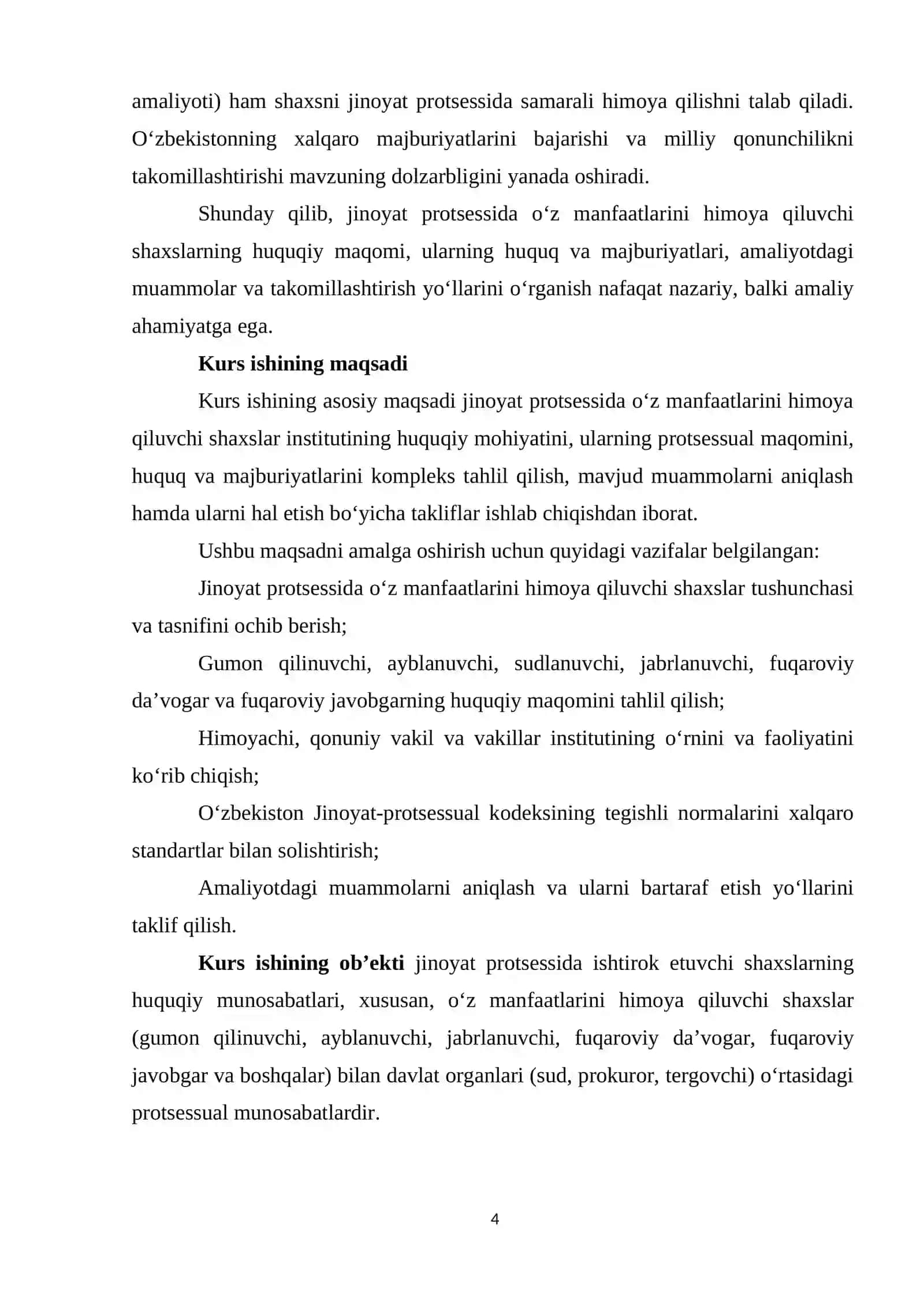 Jinoyat protsessida oʻz manfaatlarini himoya qiluvchi shaxslar 4