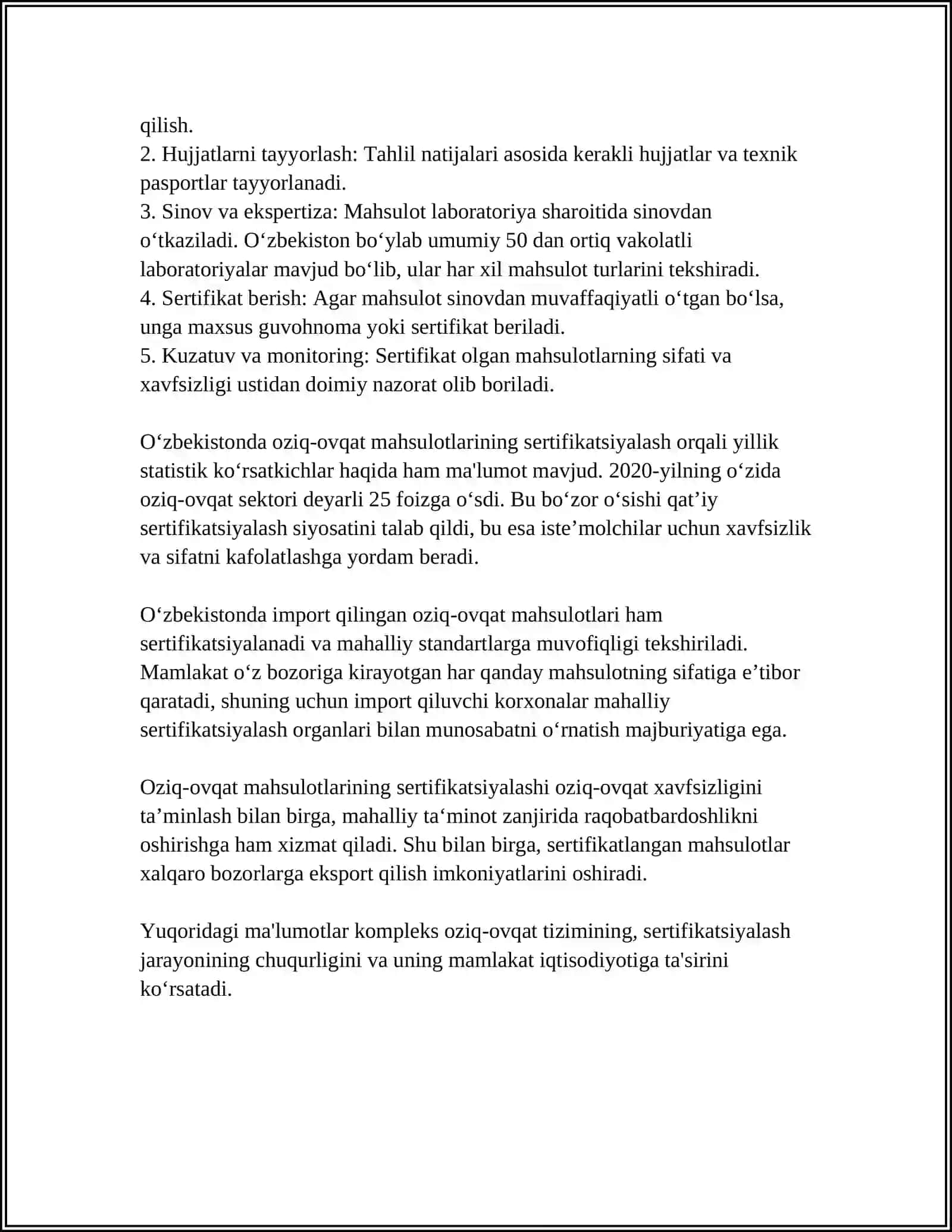 OVQAT MAHSULOTLARINI SERTIFIKATSIYALASH 4