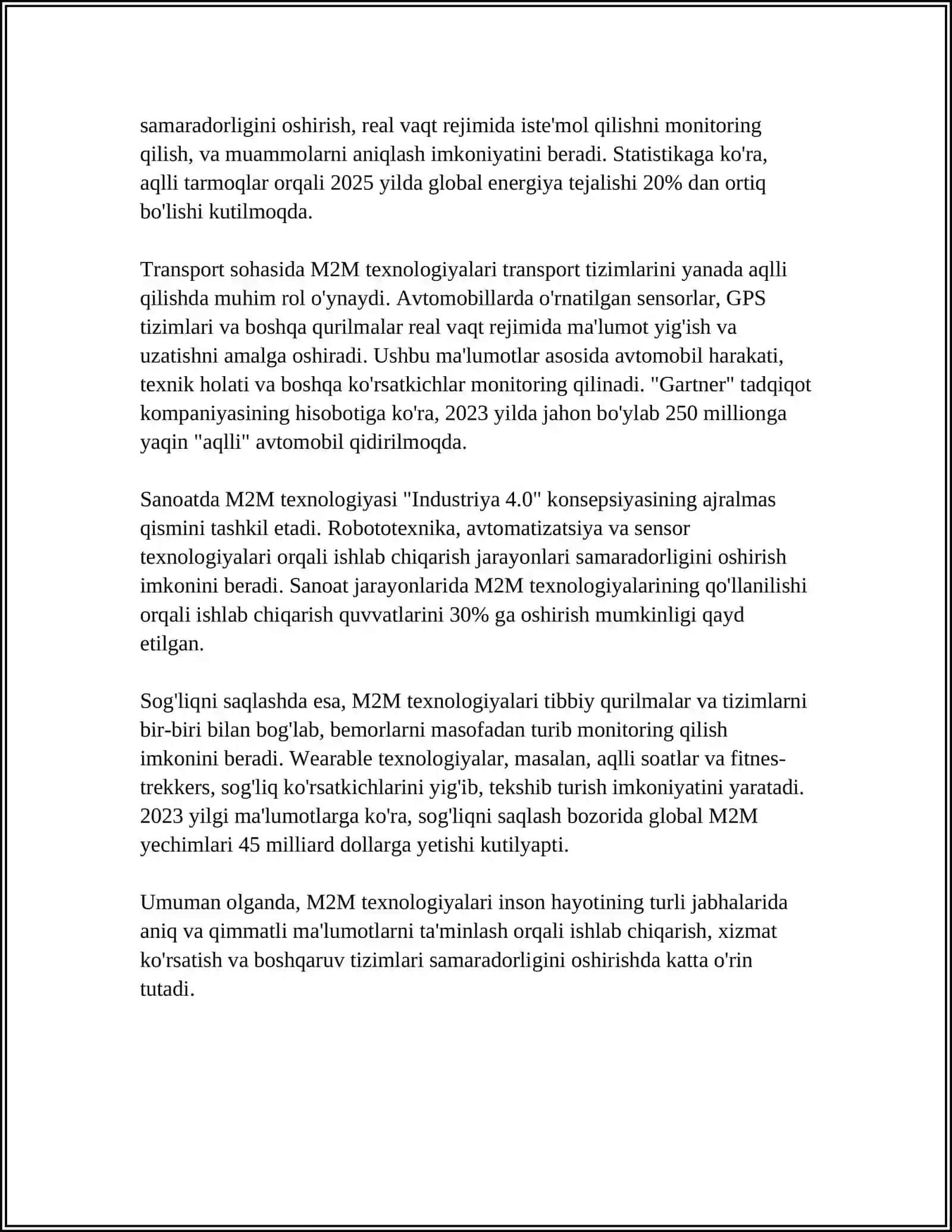 M2M TEXNOLOGIYASI- INTERNET ASHYOLARI ASOSI SIFATIDA 4