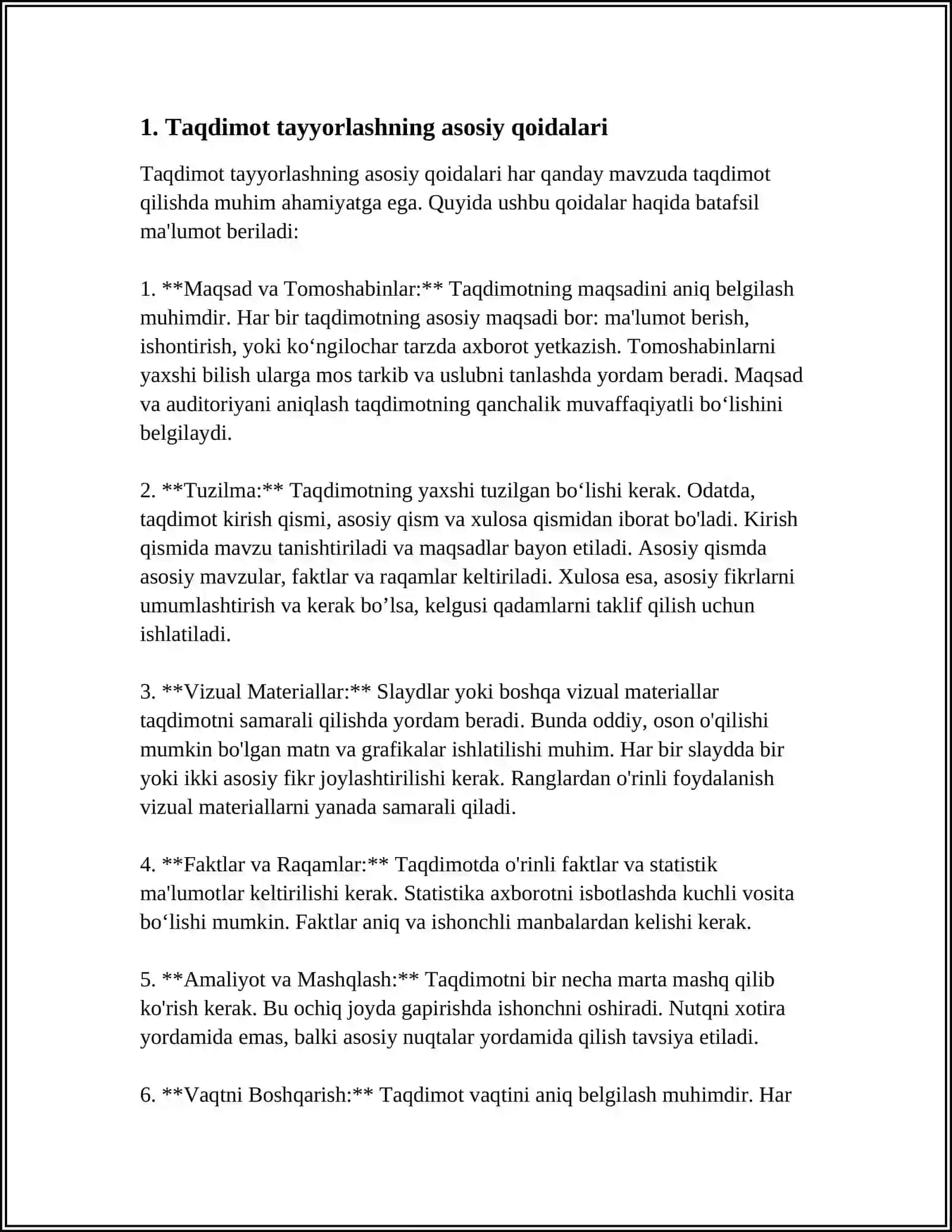 TAQDIMOT TAYYORLASH VA TAQDIM ETISH USULI VA VOSITALARI 4