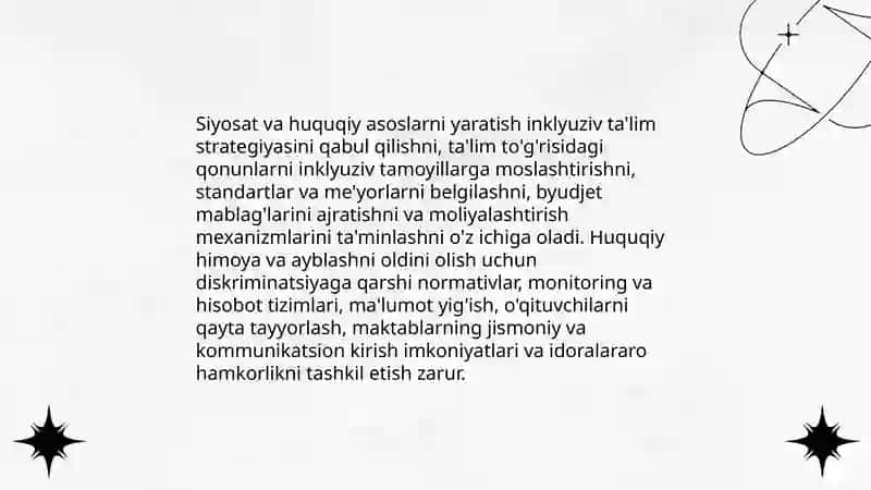 Inklyuziv ta'limga jalb qilish bosqichlari 4