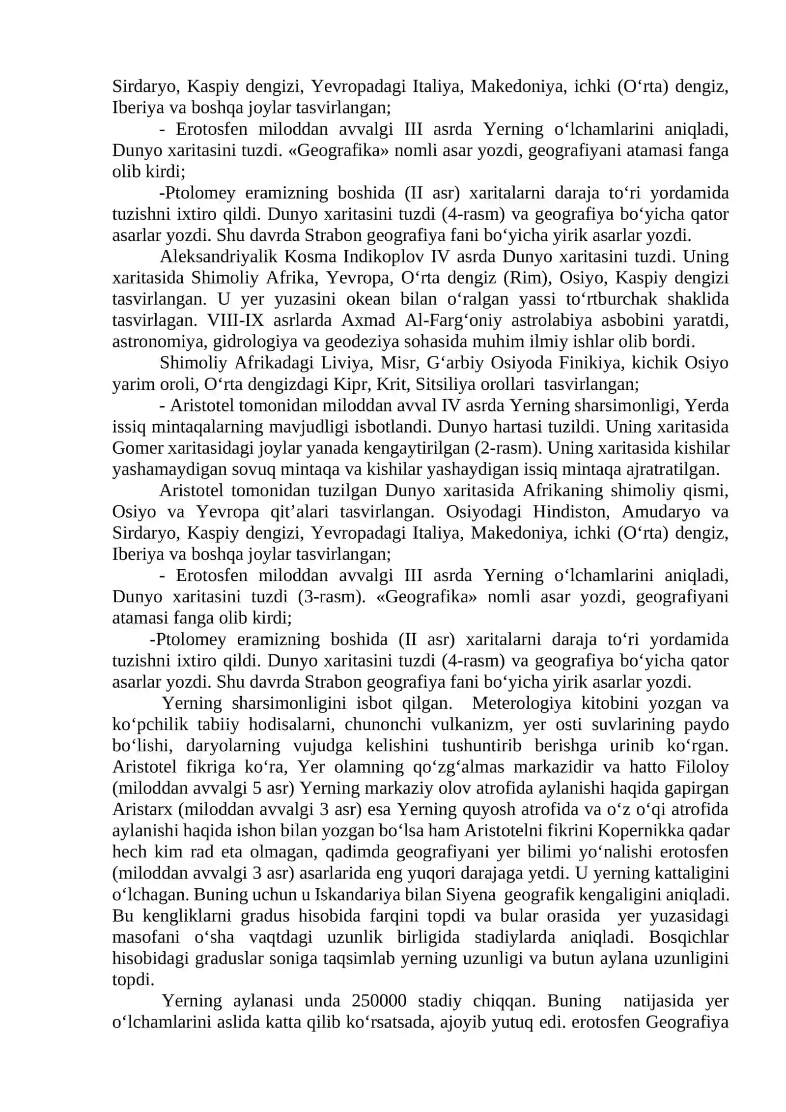 GEOGRAFIYA FANINING RIVOJLANISHINI ASOSIY BOSQICHLARI VA DAVRLASHTIRISH MASALALARI 4