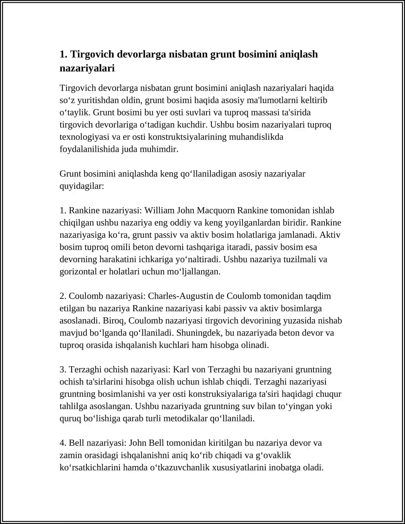 TIRGOVICH DEVORLARGA NISBATAN GRUNT BOSIMINI ANALITIK USUL YORDAMIDA ANIQLASH (KULON QONUNI) 4